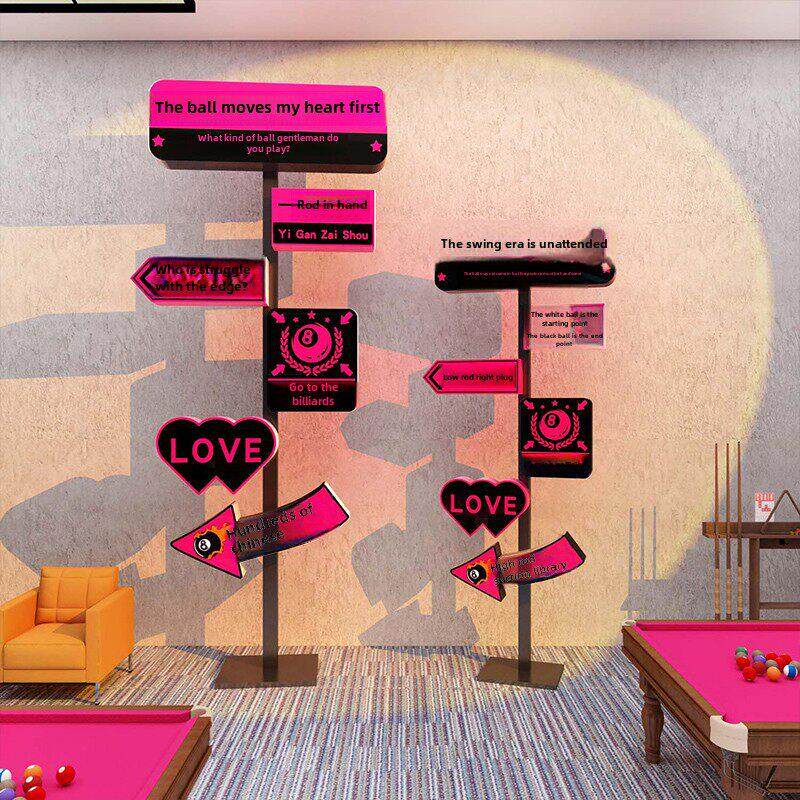 网红台球厅房间装修墙面贴纸及布置用品收藏创意签到背景海报图片