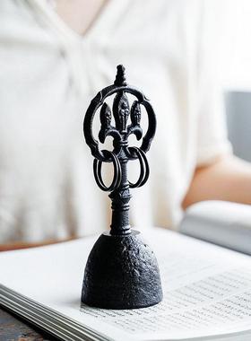 佛铃锡杖 进口手摇铃 日本南部铁器家居佛学摆件铸铁桌铃醒神铃铛