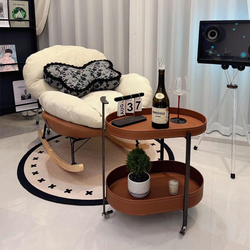 沙发边几可移动马鞍皮小推车客厅家用茶几角几卧室创意床边小桌子
