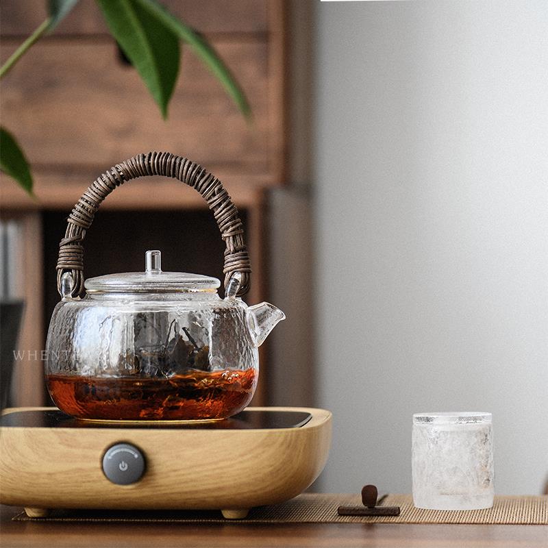 闻说|日式玻璃提梁煮茶壶家用耐高温烧水壶电陶炉功夫茶具煮茶炉