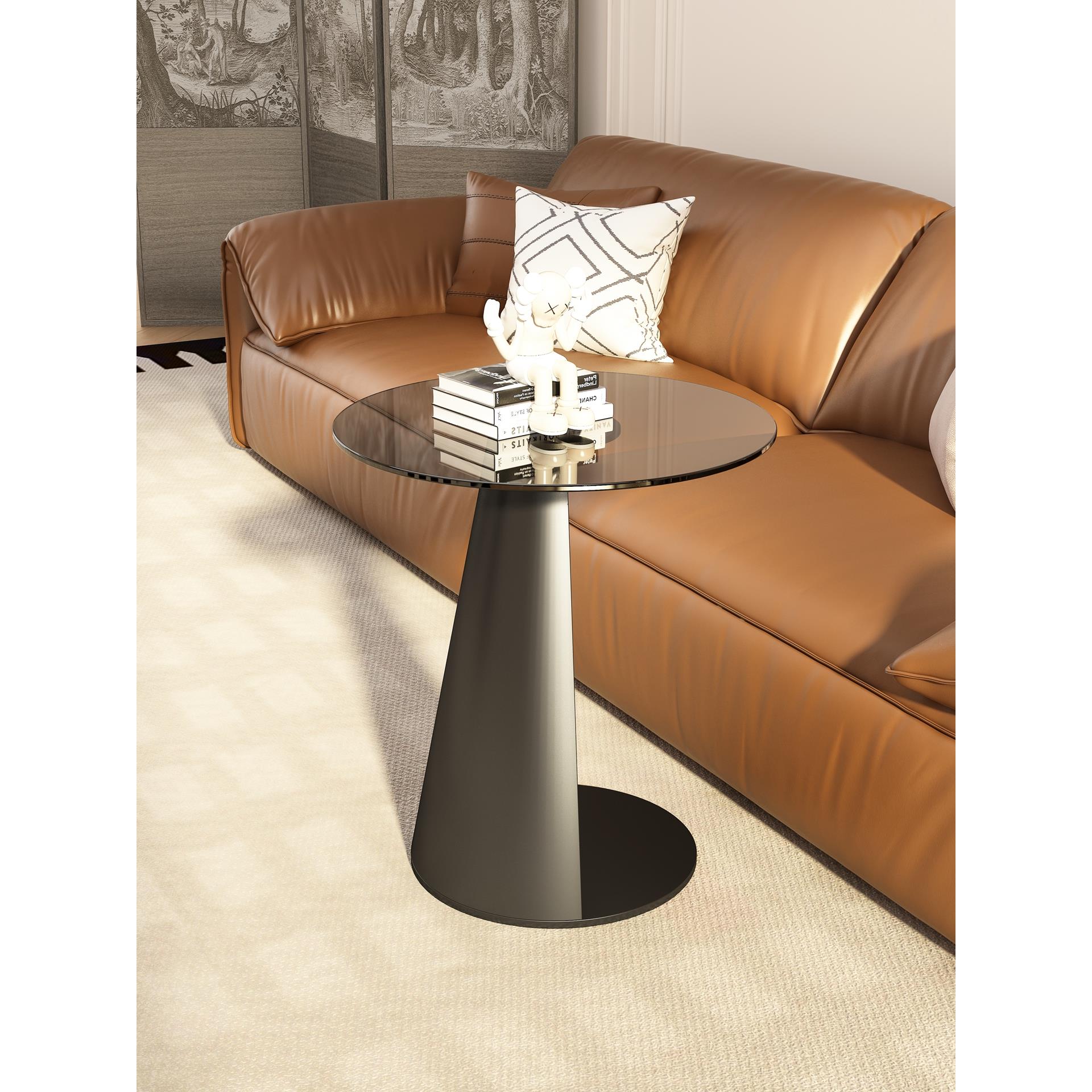 轻奢沙发边几客厅茶几圆桌玻璃角几创意简约现代高级感边桌床头柜