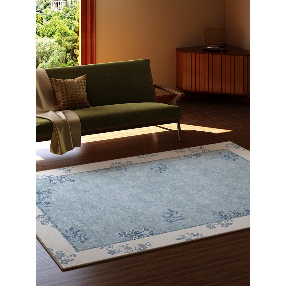 地毯原创设计蓝色新中国风地毯客厅可访问豪华高端覆古花卉免洗卧