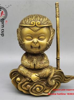 纯铜孙悟空孙悟空笔筒笔筒铜工艺装饰斗胜佛家猴饰品古董