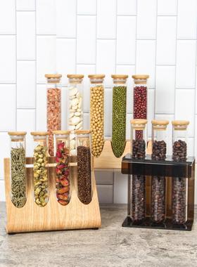 全屋定制厨房橱柜具样板间软装饰品密封罐试管展示架餐厅台面摆件