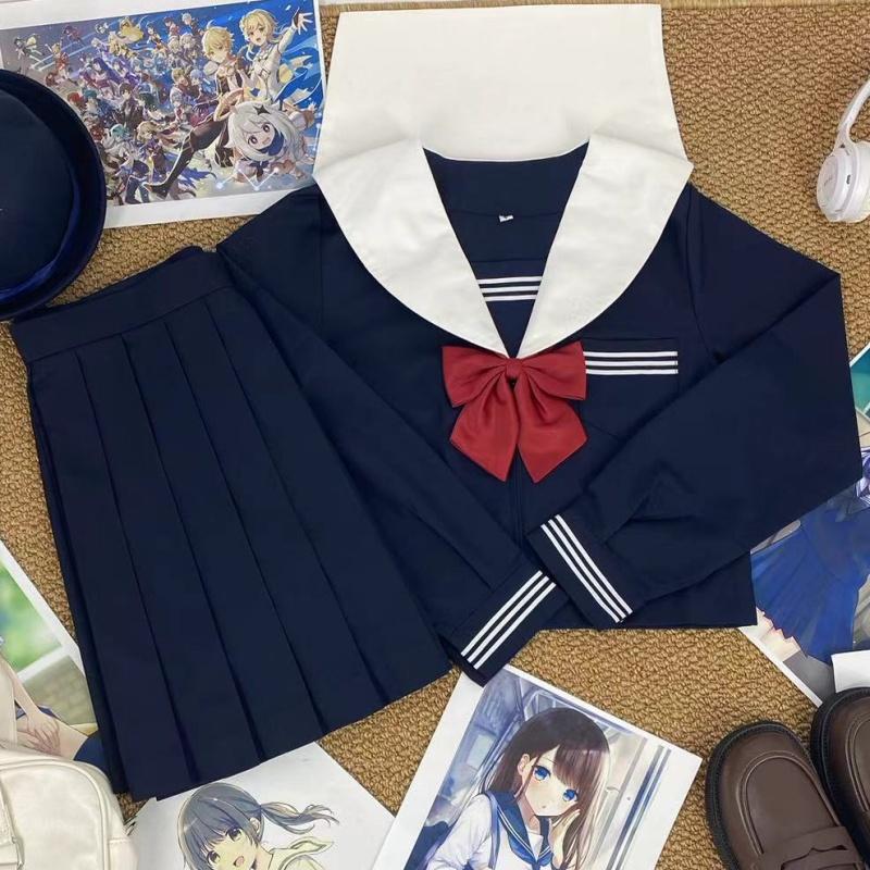 樱奈家原创JK制服白领绀三本水手服日系学院风校供班服中间服套装