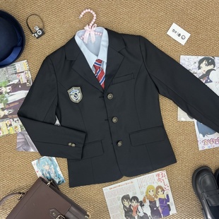 日系校供感秋冬甜美女生修身 原创JK制服学院风三粒扣西装 西服上衣