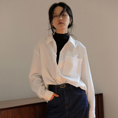 女早春高级感宽松垂感长袖 法式 慵懒休闲白色衬衫 衬衣通勤防晒上衣