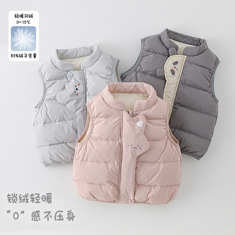 婴儿羽绒马甲a类冬保暖白鸭绒儿童马夹新款小月龄宝宝超好看马甲
