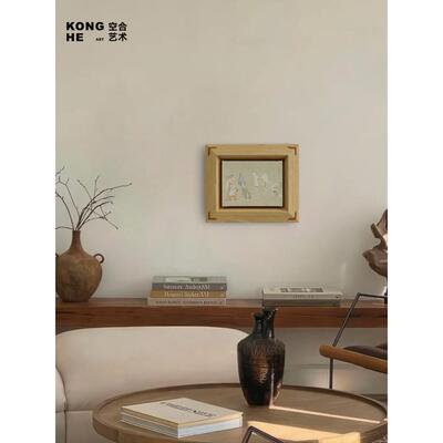 孔河原木中世纪风格实木装饰画桌面摆件样板房酒店客厅卧室书房绘