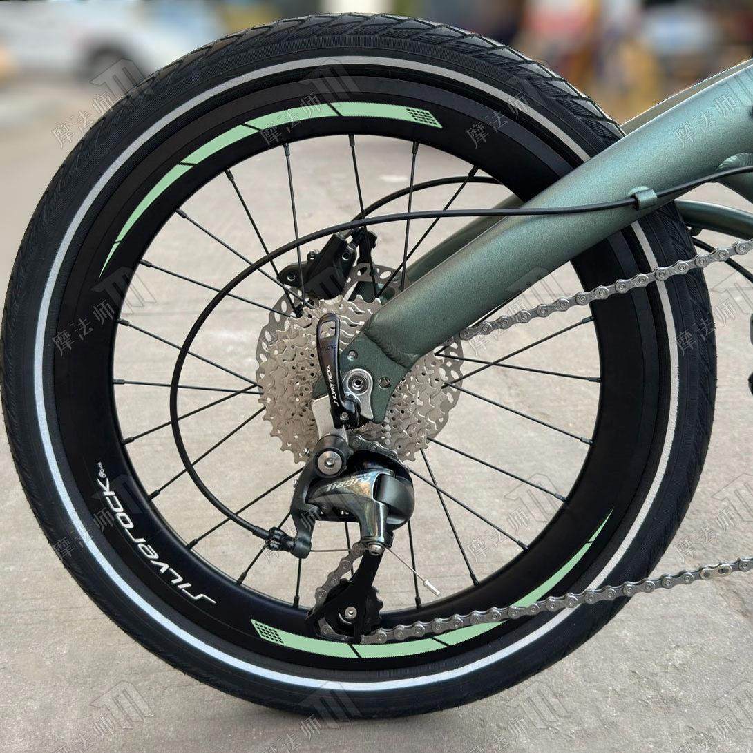 适用折叠自行车20寸轮组贴纸大行P10单车轮圈刀圈装饰警示反光贴