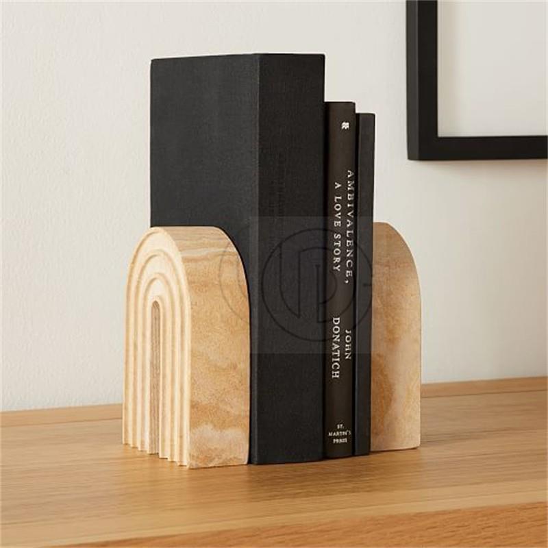 侘寂风黄洞大理石书柜茶几办公桌面书房卧室书立书档软装饰品摆件