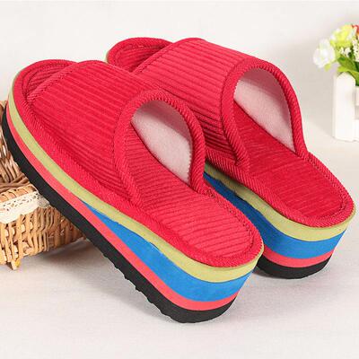 纯手工亚麻布拖鞋的妇女在春季和秋季厚底防滑楔形后跟泡沫鞋底的