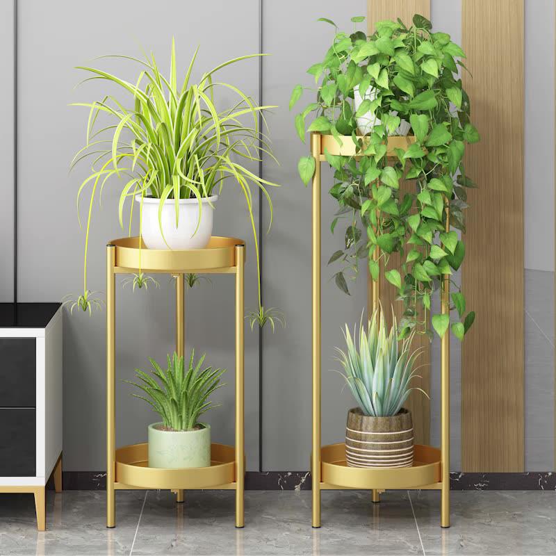 多层铁艺花架室内客厅办公室阳台落地式多肉黄金葛简约置物架盆栽