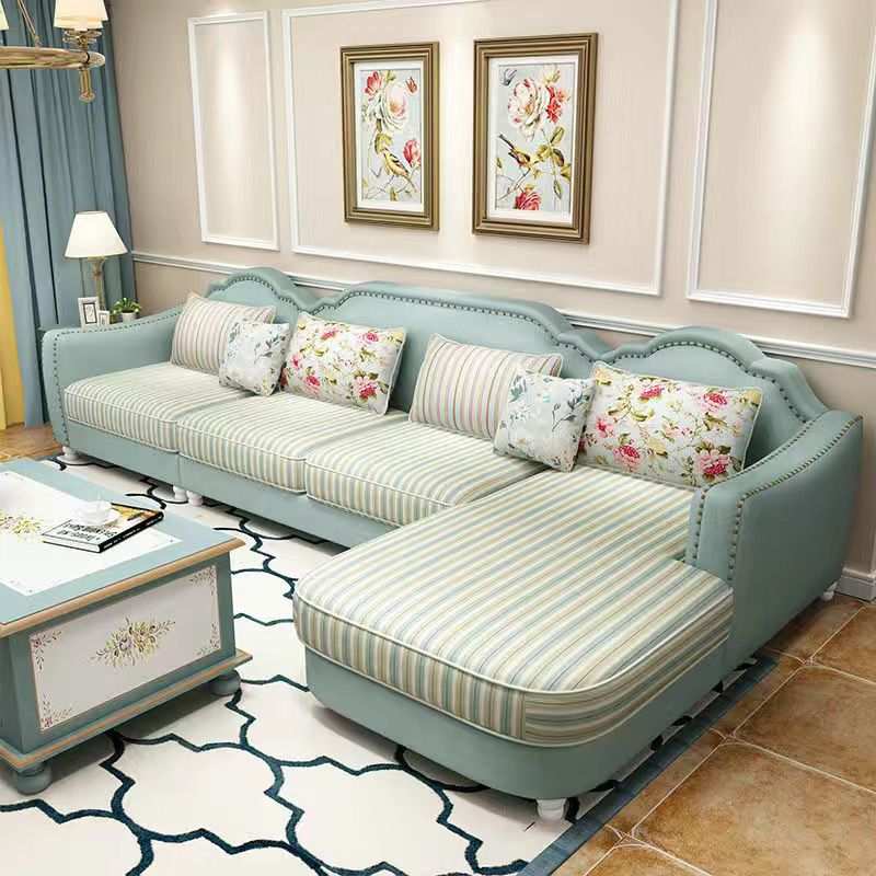 美式乡村布艺沙发地中海田园风格猫抓皮三人大小户型客厅贵妃组合