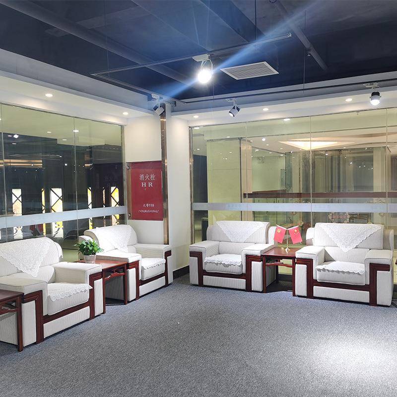 佛山单位会议室办公贵宾接待沙发茶几组合布艺单人位会客办公沙发