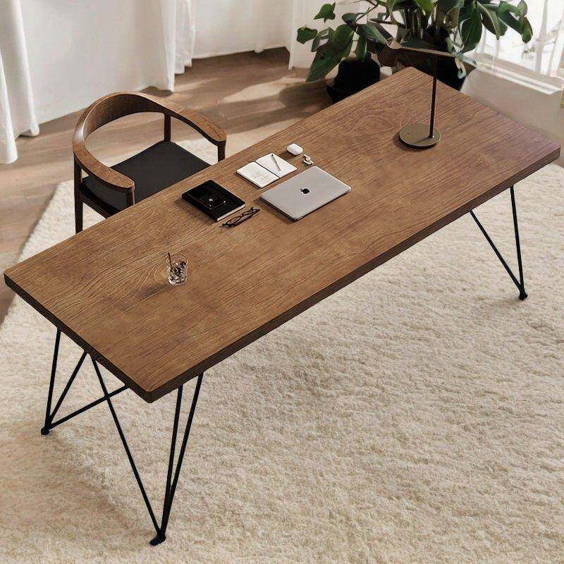北欧实木台式电脑桌家用简约办公桌卧室书桌大板桌现代长条工作台