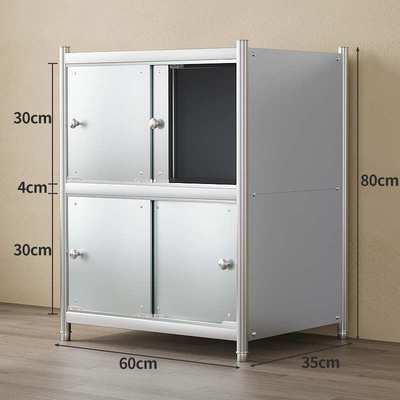 带门厨房收纳货架置物架落地Y^不锈钢柜子储物柜多层有门阳台防晒