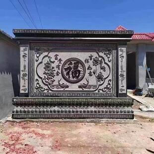 石雕影壁墙青石仿古浮雕迎门照壁中式福字屏风庭院装饰壁画背景墙