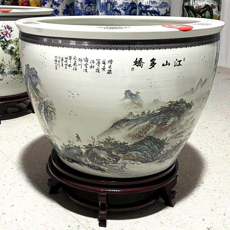 景德镇陶瓷鱼缸大号养金鱼缸客厅庭院睡莲碗莲荷花乌龟锦鲤书画缸