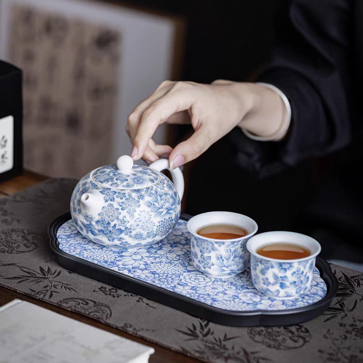 掐丝满花功夫茶具套装2025新款喝茶家用泡茶陶瓷茶壶茶杯子套装