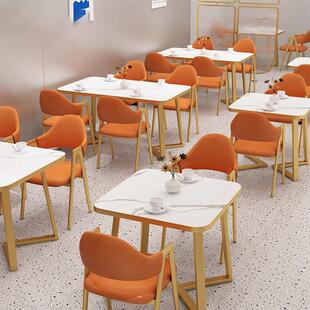 商业快餐桌椅组合网红小吃奶茶餐厅面馆专用餐椅长方形餐桌