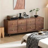 北美黑胡桃木斗柜卧室收纳柜靠墙收纳柜边柜实木八斗柜玄关柜地柜