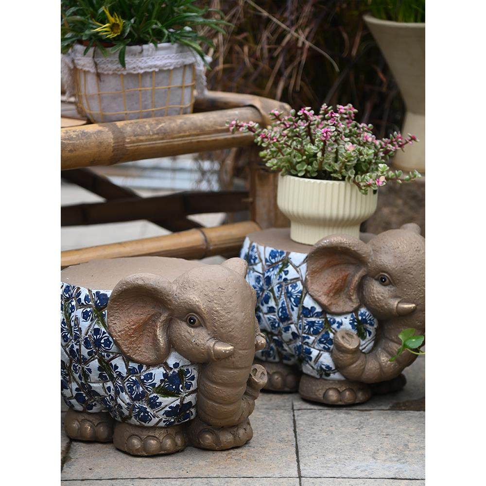 大象摆件底座墩子花园庭院动物换鞋凳子花盆底座装饰动物仿青花瓷,家居饰品,户外/庭院摆件,淘宝优惠券,粉丝福利购,淘宝优惠卷