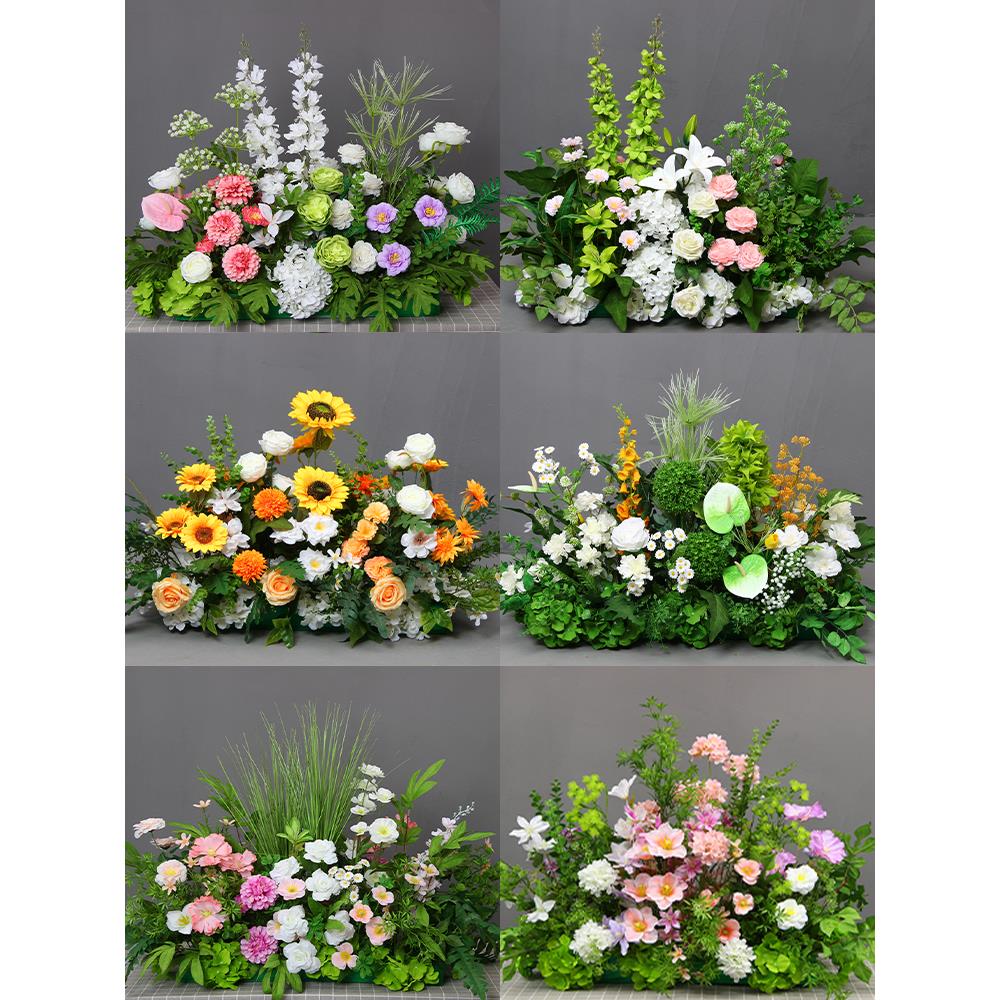 婚庆地排花森系花排 婚礼背景装饰仿真花T台路引花假花成品花艺