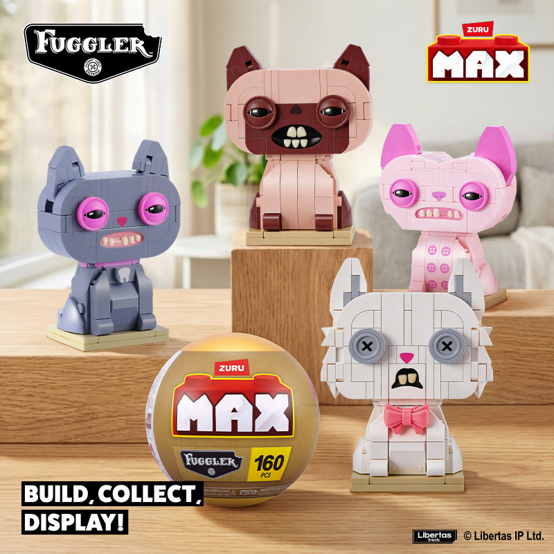 Fuggler官方正版MAX萌牙怪兽暗巷夜猫模型拼装积木潮玩公仔周边