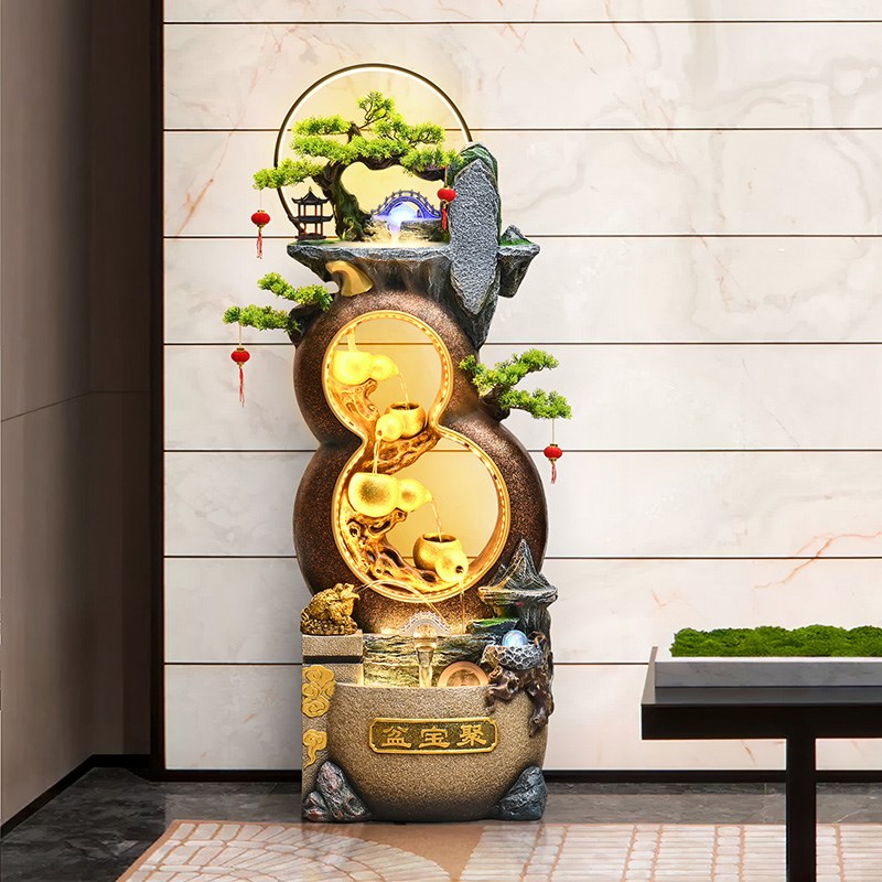 招财葫芦风水轮水景装饰客厅流水摆件循环水电视柜旁乔迁开业礼物