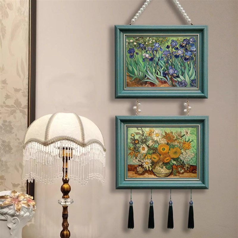 梵高花卉装饰画玄关卧室法式餐厅客厅沙发背景墙鸢尾花向日葵挂画图片