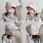 宝宝宫廷帽春秋季 大帽檐男女童遮阳帽韩系小狗秋冬婴儿防风包头帽