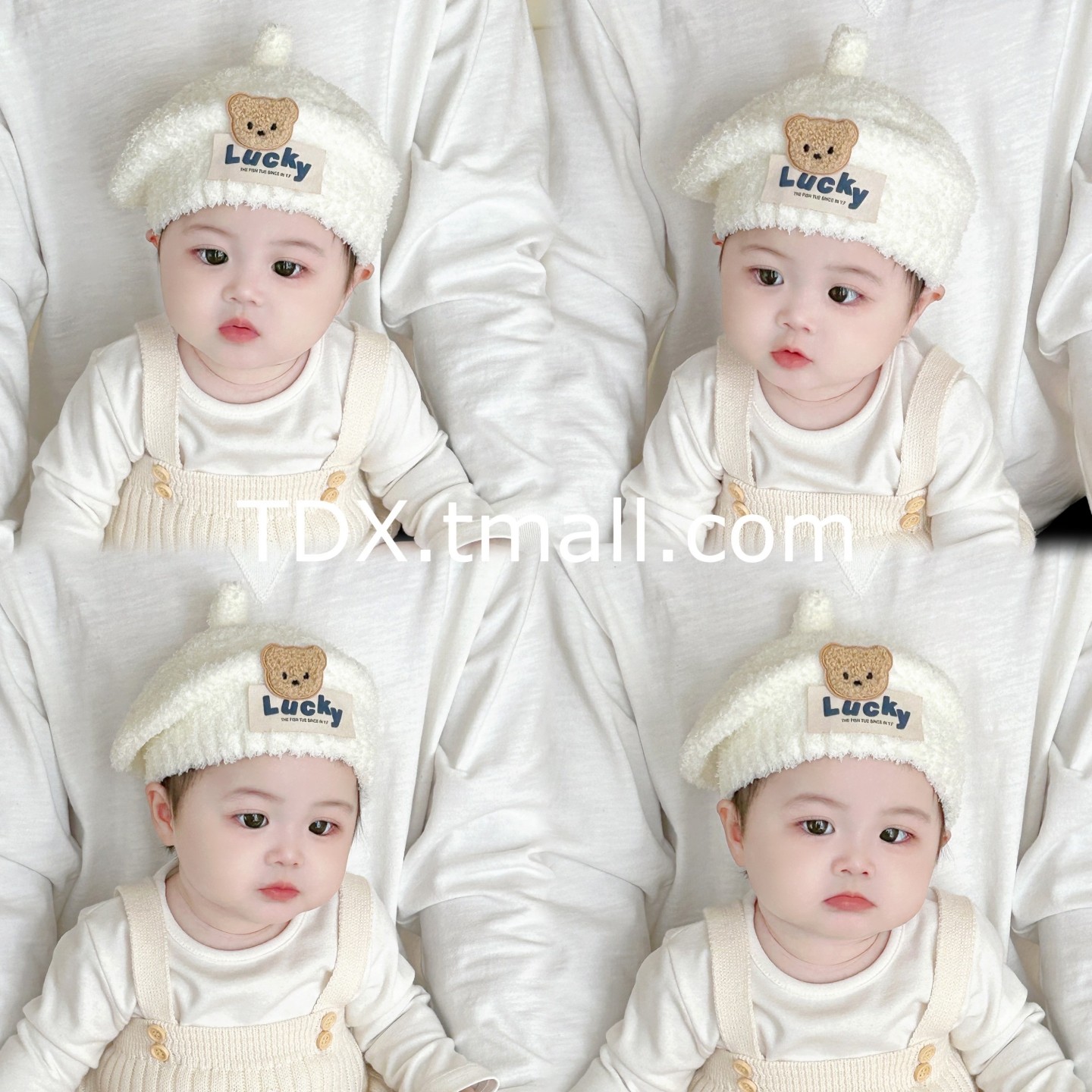 婴儿贝雷帽秋冬季字母小熊毛绒保暖男女儿童套头帽宝宝加厚画家帽,童装/婴儿装/亲子装,帽子,淘宝优惠券,粉丝福利购,淘宝优惠卷