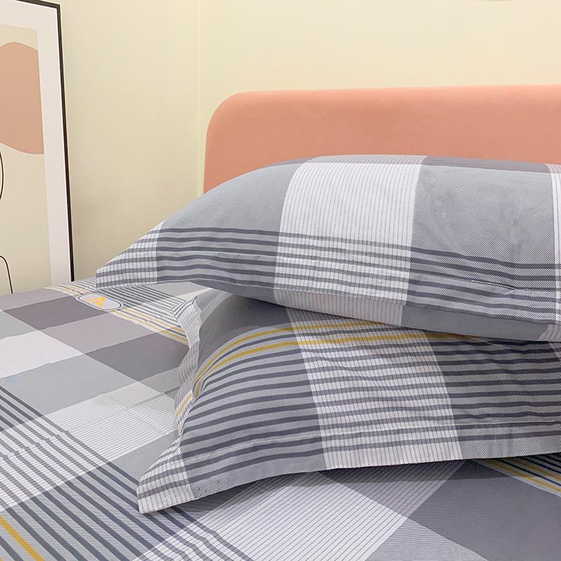 【纯棉床单送枕套】全棉被单床笠枕头套学生宿舍家用单人双格子