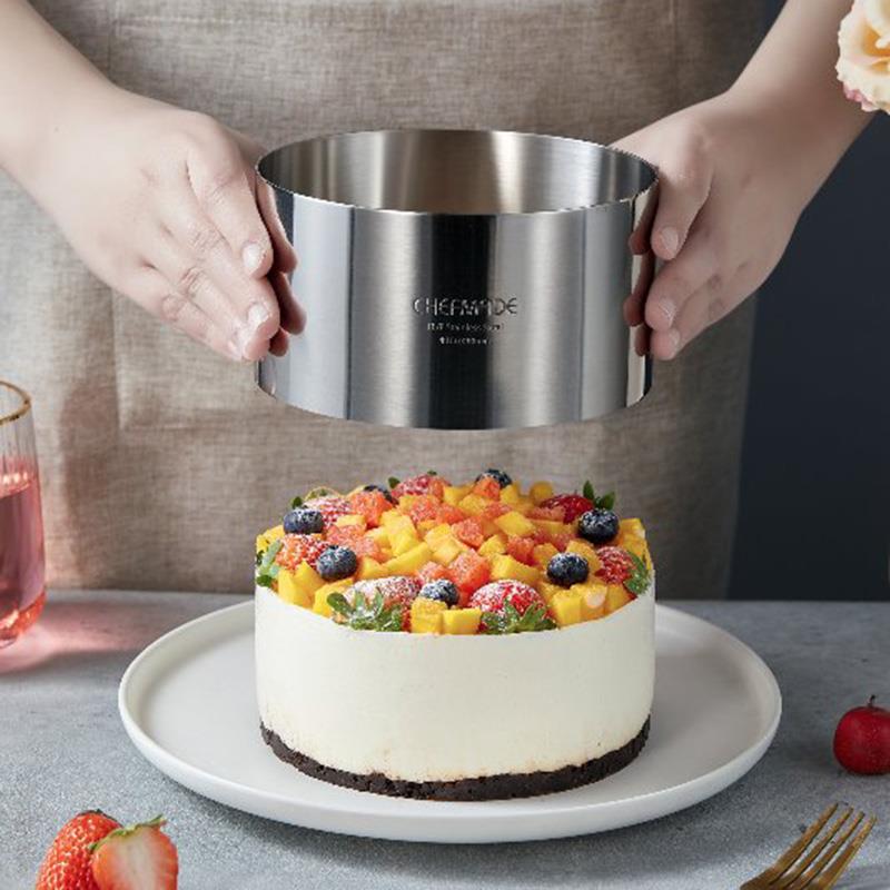 学厨4/6/8寸304不锈钢圆形慕斯圈模具加高提拉米苏芝士小蛋糕烘焙