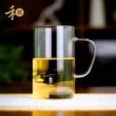 禾器2024新款 彩绘图案清简杯 绿茶杯 玻璃杯 高硼硅耐热玻璃水杯