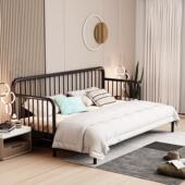 简易铁床架折叠客厅单人床可伸缩铁架床多功能坐卧两用床铁艺沙发