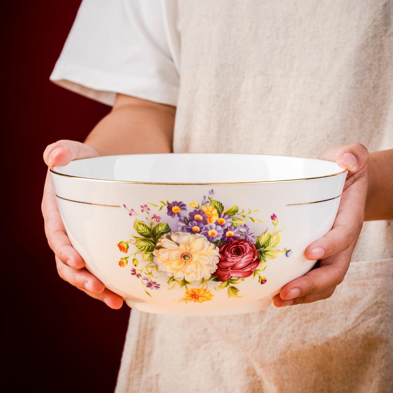 景德镇陶瓷餐具拉面碗日式家用骨瓷大碗泡面条碗金边大号汤碗单个