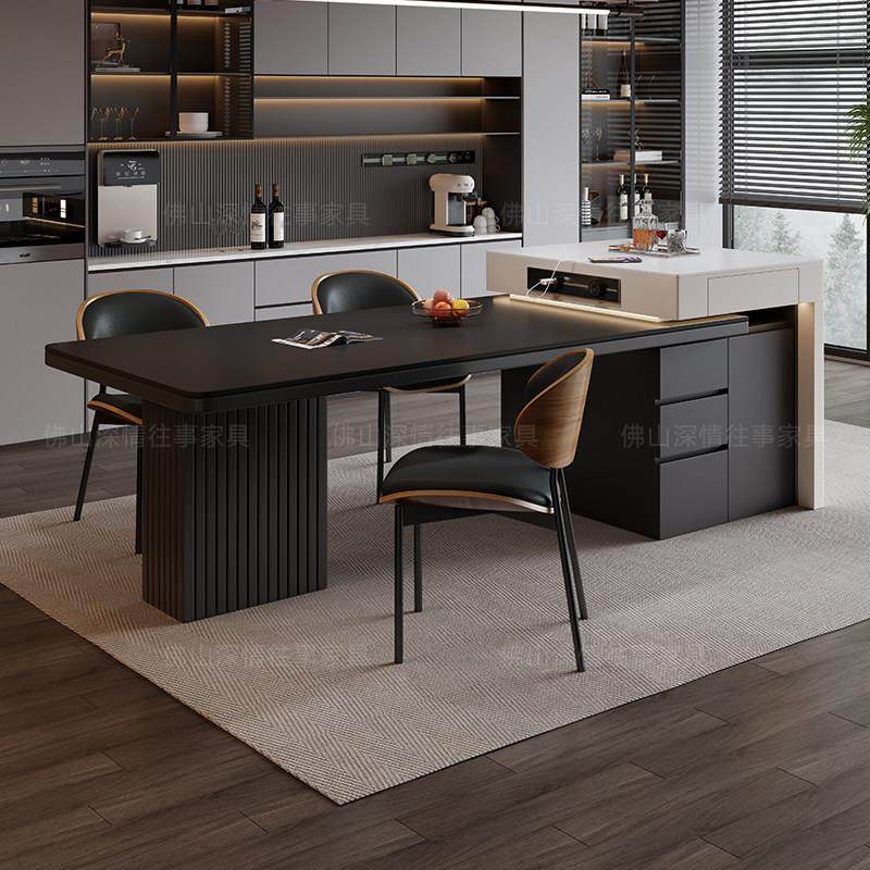 2025新款意式极简岩板岛台餐桌一体家用可伸缩厨房轻奢高级餐桌椅,住宅家具,岛台餐桌,淘宝优惠券,粉丝福利购,淘宝优惠卷
