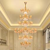 欧式 覆式 楼别墅客厅大吊灯奢华大气中空楼中楼大厅灯天然玉石吊灯