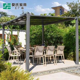 户外凉亭庭院遮阳棚室外雨棚铝合金亭子车棚高低棚露台别墅温室