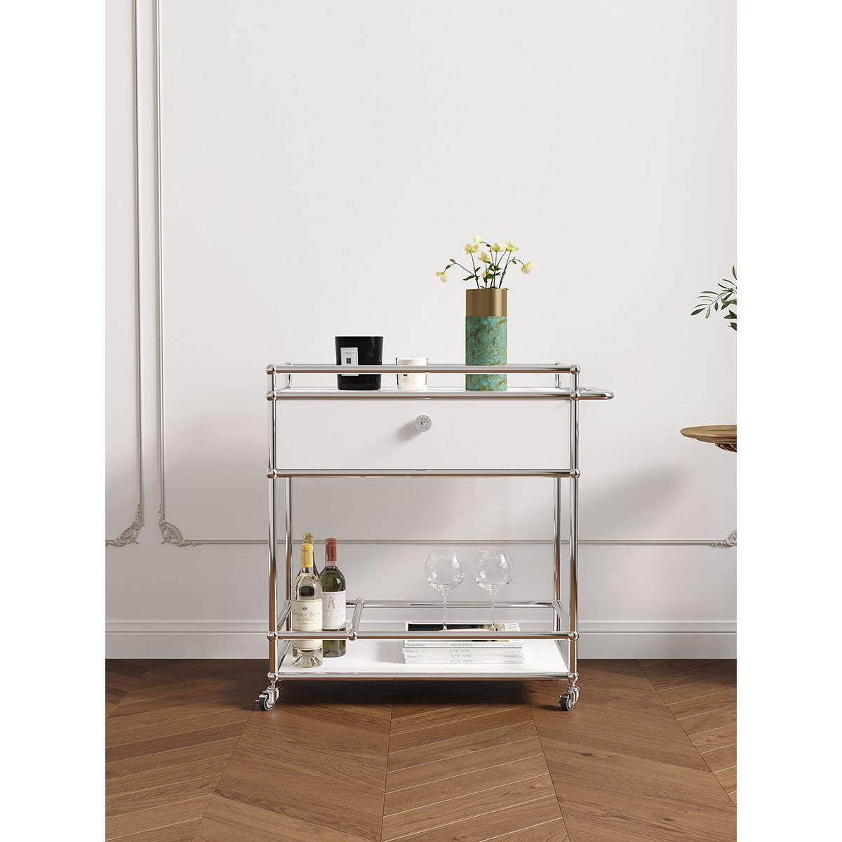 网红可移动餐车中古小推车置物架轻奢现代风简约沙发边几 ins茶几