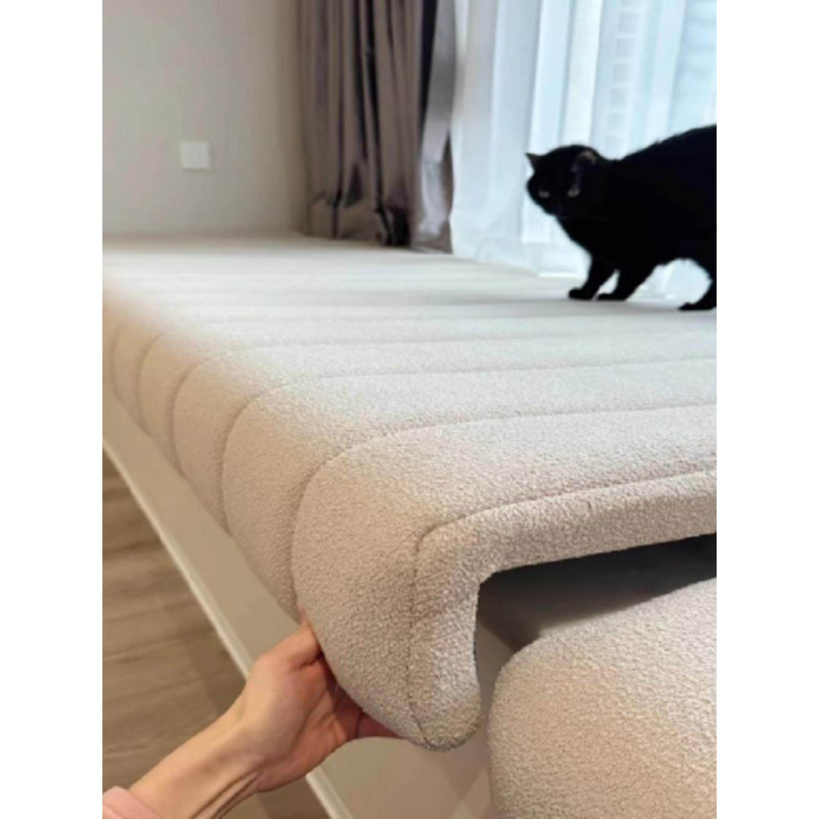 网红飘窗垫2023新款泰迪绒卧室沙发改造轻奢阳台坐垫窗台垫子定制