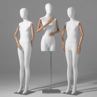 全身女模特道具服装店橱窗陈列实木活动手衣架高档包布人台展示架