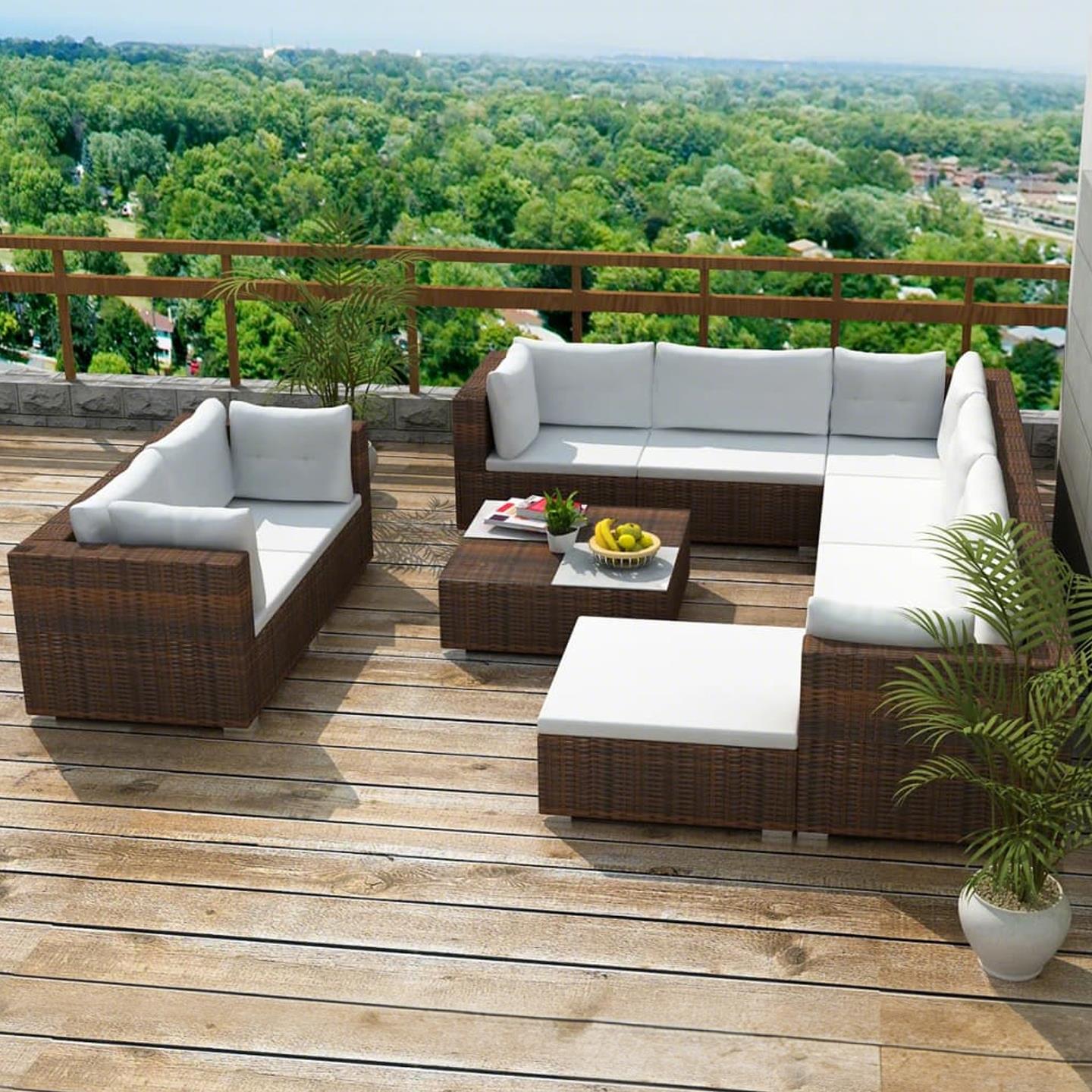 户外藤编沙发组合庭院露台三人休闲防水防晒藤条室外家具花园沙发