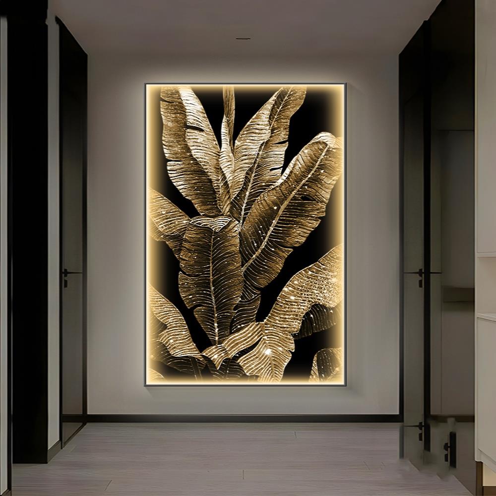 LED灯入户玄关装饰画 画高级感镶钻挂画 画过道走廊家大业大芭蕉