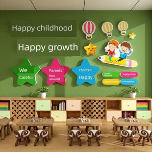 幼儿园开学季大厅环创墙贴画托管班教室墙面装饰早托班形象墙贴画