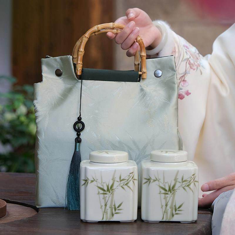 新款绿茶通用茶叶罐包装盒空礼盒布艺手提盒碧螺春龙井茶空盒定制,餐饮具,茶叶罐,淘宝优惠券,粉丝福利购,淘宝优惠卷