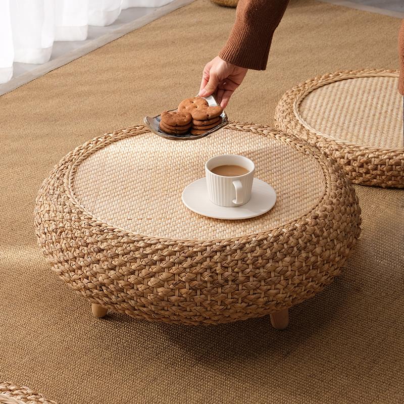 榻榻米桌子矮桌阳台飘窗小桌子茶几藤编可收纳卧室炕桌家用小茶台