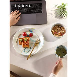 土耳其bornn搪瓷手工餐盘泼墨餐具盘子牛奶杯家用酸奶沙拉碗托盘